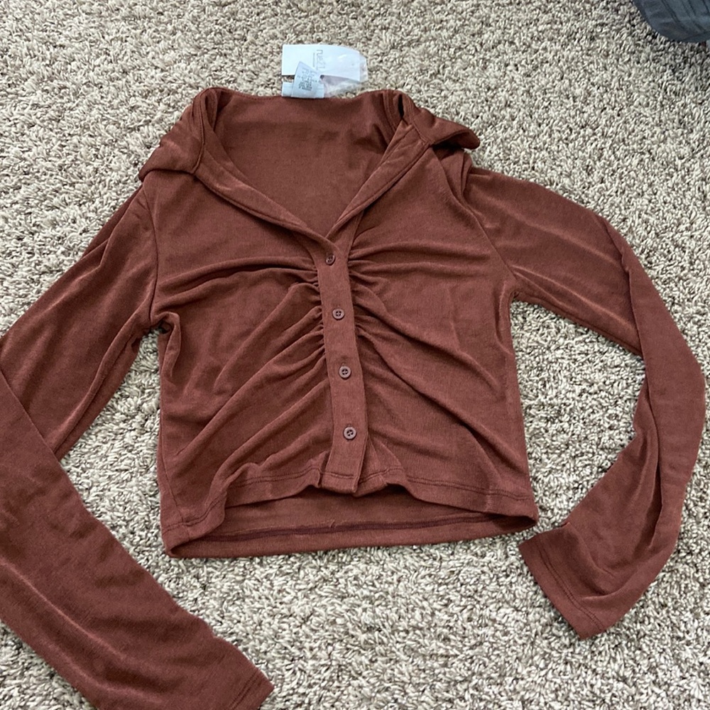 Rue21 cropped button up shirt.
